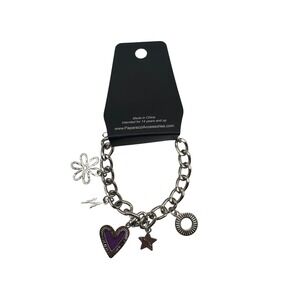 Paparazzi Turn Up the Charm Purple Heart Flower Star Lightning Bolt Bracelet